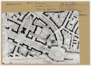 Planung des Stadtgrundrisses im Nordwesten des Strausberger Platzes. Berlin, Mitte/Friedrichshain, Stalinallee (seit 1961 Karl-Marx-Allee)/Strausberger Platz