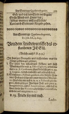 Am Sonntage Quasimodogeniti, - Evangelium am Sonntage Exaudi.