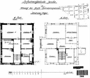 Lauda: Empfangsgebäude Verwaltungsgebäude Grundriß 3.OG,Teilgr.2.OG nördl.Flügel