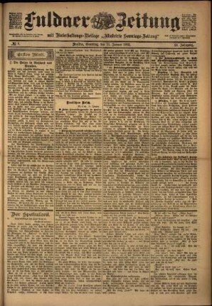 Erste Ausgabe vom Samstag, den 11. Januar 1902.