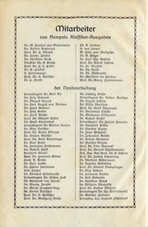 Mitarbeiter von Hempels Klassiker-Ausgaben