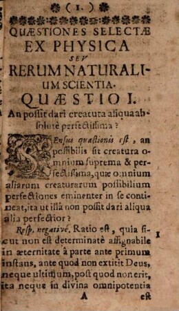 Quaestiones selectae ex physica, s. rerum nat. scientia
