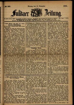 Ausgabe vom Montag, den 16. November 1885.
