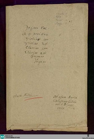 Vespers - Don Mus.Ms. 1406 : V (4), orch, org; C