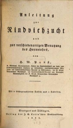 Anleitung zur Rindviehzucht und zur verschiedenartigen Benutzung des Hornviehes