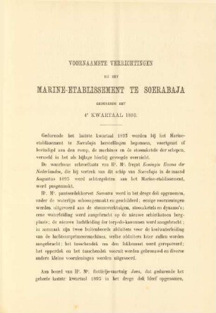 Voornaamste verrichtingen bij het Marine-etablishment te Soerabaja gedurende het 4e kwartaal 1893