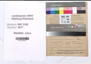 Entnazifizierung Julius Bielefeld , geb. 02.10.1905 (Angestellter)
