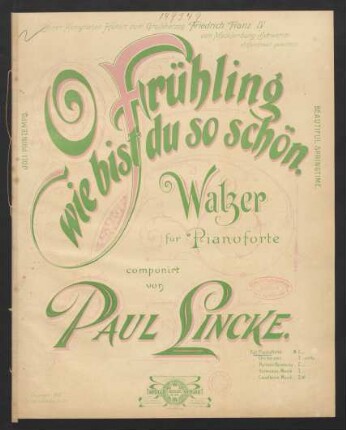O Frühling, wie bist du so schön : Walzer für Pianoforte