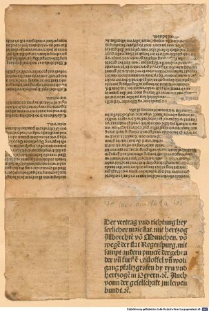 Vertrag und Richtung mit Herzog Albrecht von München wegen der Stadt Regensburg. Augsburg, 1492.05.25
