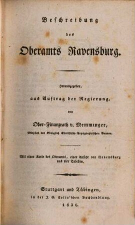 Beschreibung des Oberamts Ravensburg