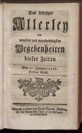 Den 20. Januarii 1756. Drittes Stück.