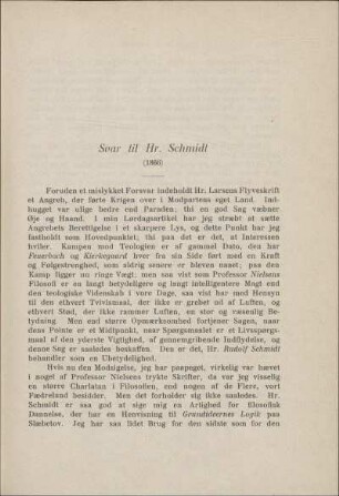 Svar til Hr. Schmidt