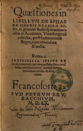 Quaestiones in libellum de sphaera Joh. de Sacrobusto