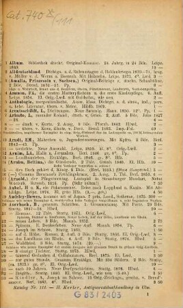 Antiquarischer Katalog von Heinrich Kerler, 111