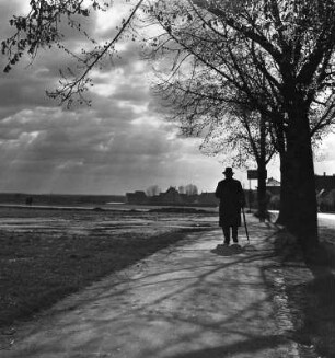 Spaziergänger auf Landstraße