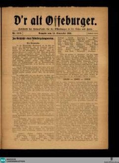 D' r Alt Offeburger : Zeitschrift der Heimatkunde für die Offenburger in der Nähe und Ferne