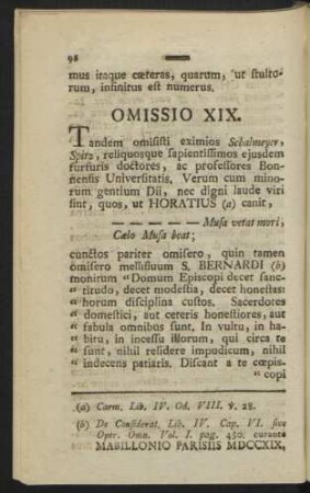 Omissio XIX.