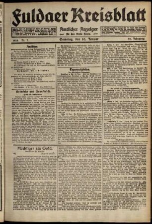 Ausgabe vom Samstag, den 10. Januar 1920.