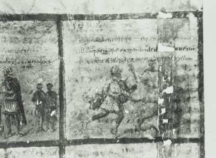 Abklatsch einer Bildseite mit Darstellungen aus der Geschichte Sauls (zufällig entstanden)