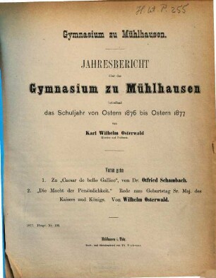 Jahres-Bericht : Ostern .... 1876/77