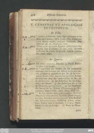 V. Censurae Et Apologiae Eruditorum.