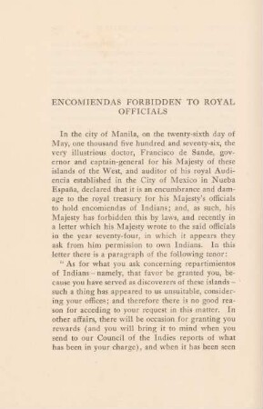 Encomiendas forbidden to royal officials