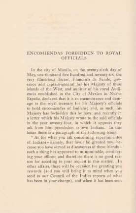 Encomiendas forbidden to royal officials