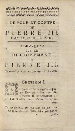 Mémoires Pour Servir À L'Histoire De Pierre III., Empereur De Russie : avec Un Detail Historique Des Differends De La Maison De Holstein Avec La Cour De Dannemarc. [2], Supplement Aux Mémoires De Pierre III., Empereur De Russie