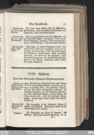 XVIII. Abschnitt. Von den siebenzehn Kleinern Gouvernements.