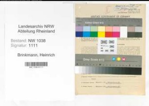 Entnazifizierung Heinrich Brinkmann , geb. 23.12.1899 (Landesbankprokurist)