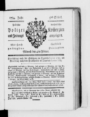 5tes Stück., Ausgabe vom 4. Februar 1784