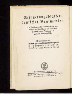 Reserve-Infanterie-Regiment Nr. 48 : nach den amtlichen Kriegstagebüchern sowie persönlichen Aufzeichnungen und Erinnerungen im Auftrage der kameradschaftlichen Vereinigung der Offiziere des R.I.R. 48