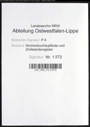 Kirchenbuchduplikate der katholischen Gemeinde (GHT 1874). (Gemeinde: Benninghausen, katholische Gemeinde)