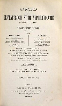 Annales de dermatologie et de syphiligraphie. 8. 1897