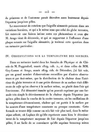 IV. Observations Sur La Température Des Sources