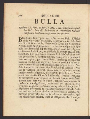 Bulla Bonifacii IX. Pont de dato ...