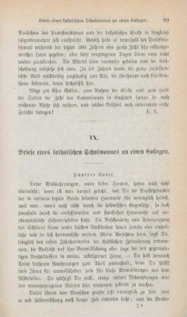 99-110 Briefe eines katholischen Schulmannes an einen Collegen : fünfter Brief