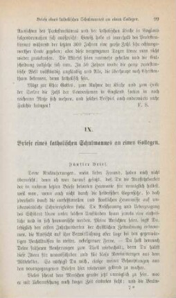 99-110 Briefe eines katholischen Schulmannes an einen Collegen : fünfter Brief