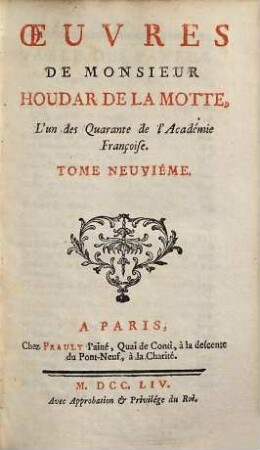 Oeuvres De Monsieur Houdar De La Motte, ..., 9