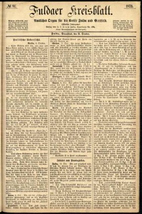 Ausgabe vom Samstag, den 11. Oktober 1873.