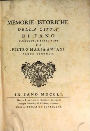 Memorie Istoriche Della Citta Di Fano, 2