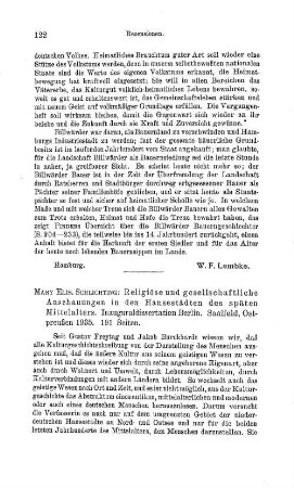 Schlichting, Mary Elisabeth :: Religiöse und gesellschaftliche Anschauungen in den Hansestädten des späten Mittelalters : Saalfeld, Ostpreußen, 1935