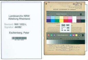 Entnazifizierung Peter Eschenberg , geb. 02.08.1900 (Justizangest.)