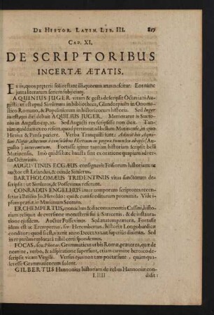 Cap. XI. De Scriptoribus Incertae Aetatis.