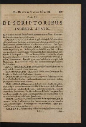 Cap. XI. De Scriptoribus Incertae Aetatis.