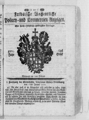 6tes Stück, Ausgabe vom 7. Februar 1770