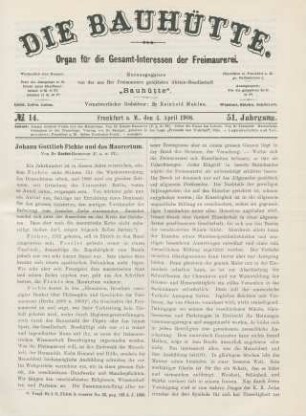 No. 14. Frankfurt a. M., den 4. April 1908. 51. Jahrgang.
