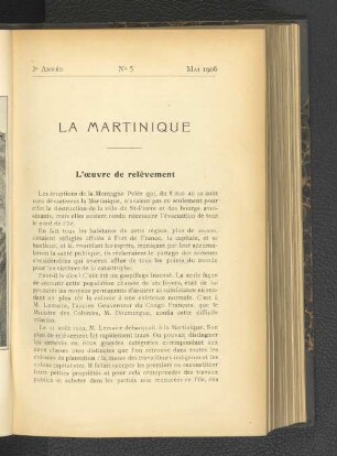 La Martinique. L´oeuvre de relèvement