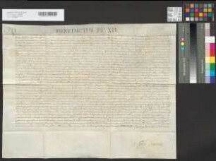 Papst Benedikt XIV. bewilligt dem Erzbischof Clemens August von Köln auf 5 Jahre das Indult, 10 Kanoniker zu den Regierungsgeschäften der Erzdiözese heranzuziehen.