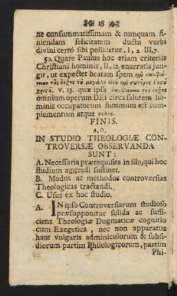 In Studio Theologiae Controversae Observanda Sunt: